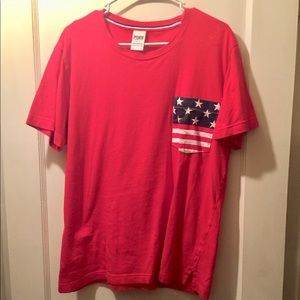 PINK American Flag pocket T Shirt